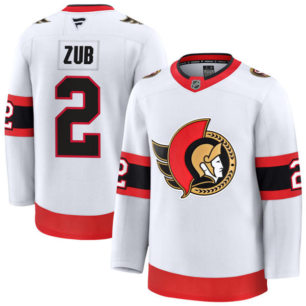 Men's Ottawa Senators #2 Artyom Zub Fanatics White Away Premium Jersey